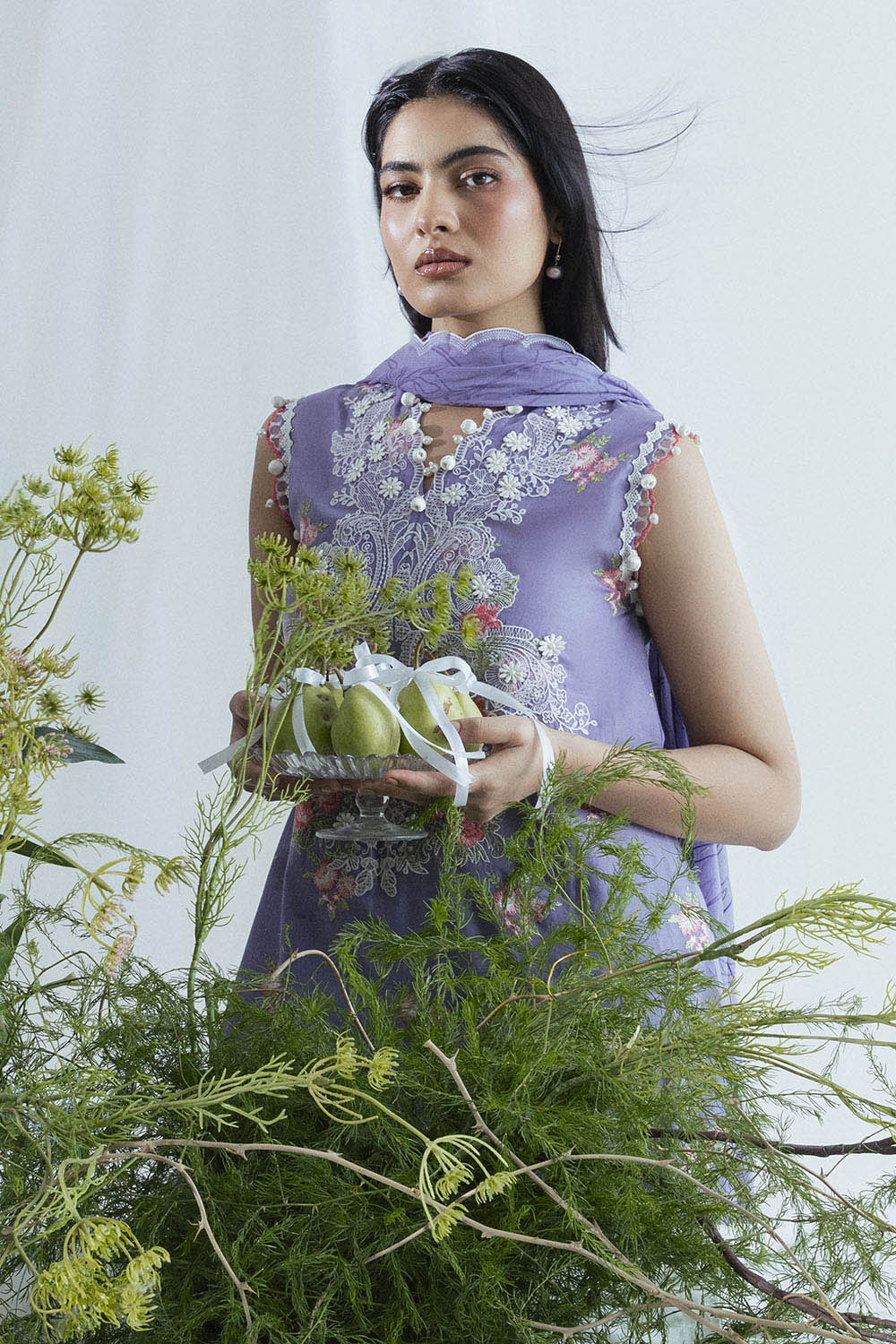 3 Piece Embroidered Lawn Suit with Neckline, Bunches and Chiffon Dupatta - Image 4