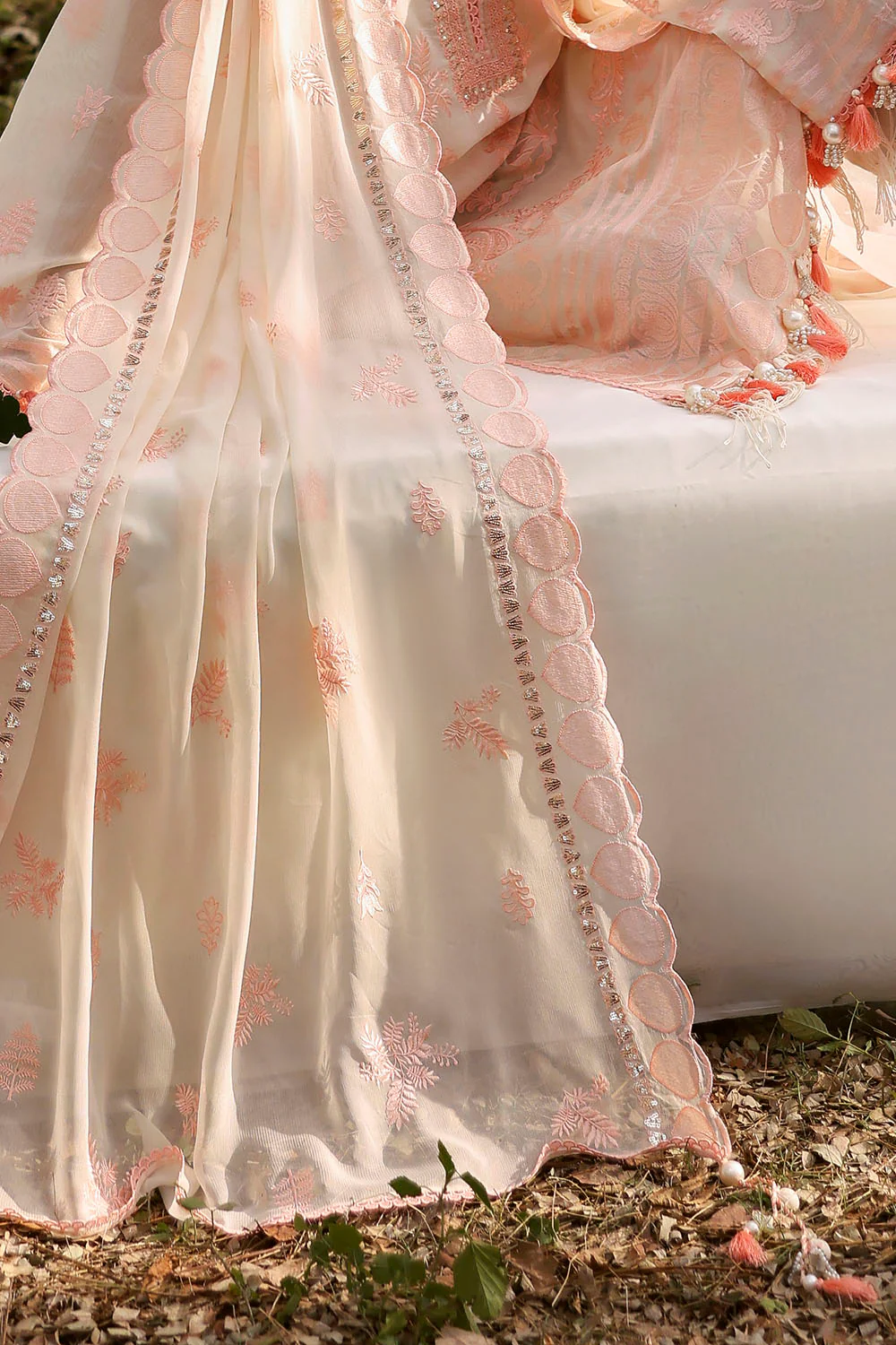 3 Piece Embroidered Paper Cotton Suit with Embroidered Chiffon Dupatta - Image 5