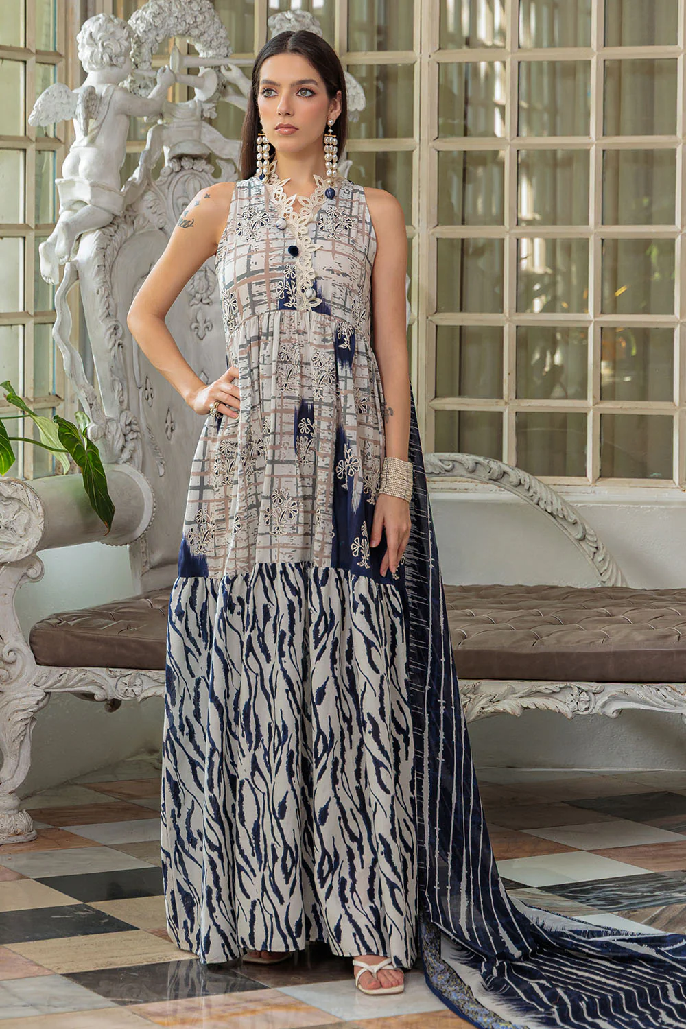 3 Piece Embroidered Printed Lawn Suit with Printed Trouser - Image 6