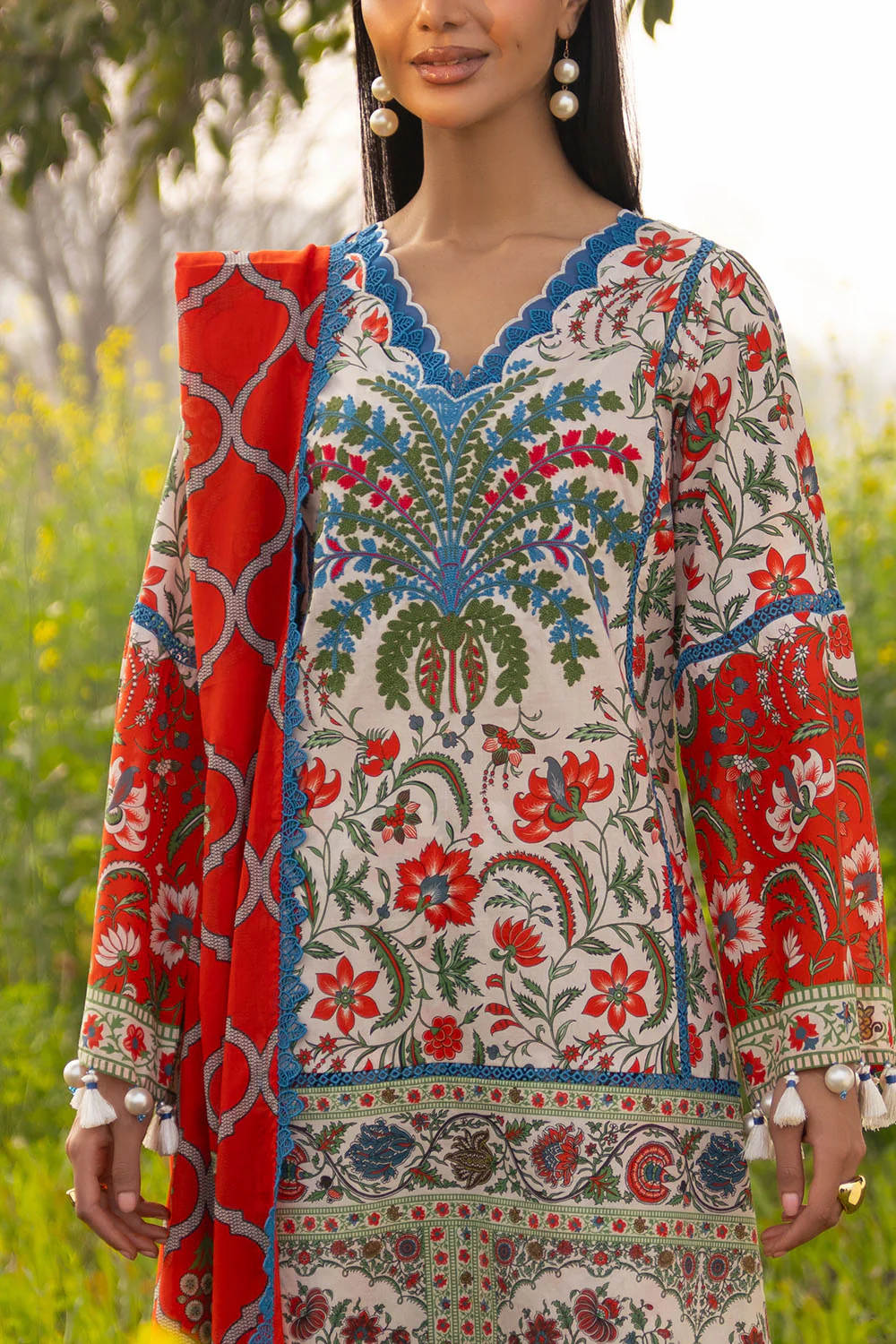 3 Piece Embroidered Printed Lawn Suit with Printed Trouser - Image 2