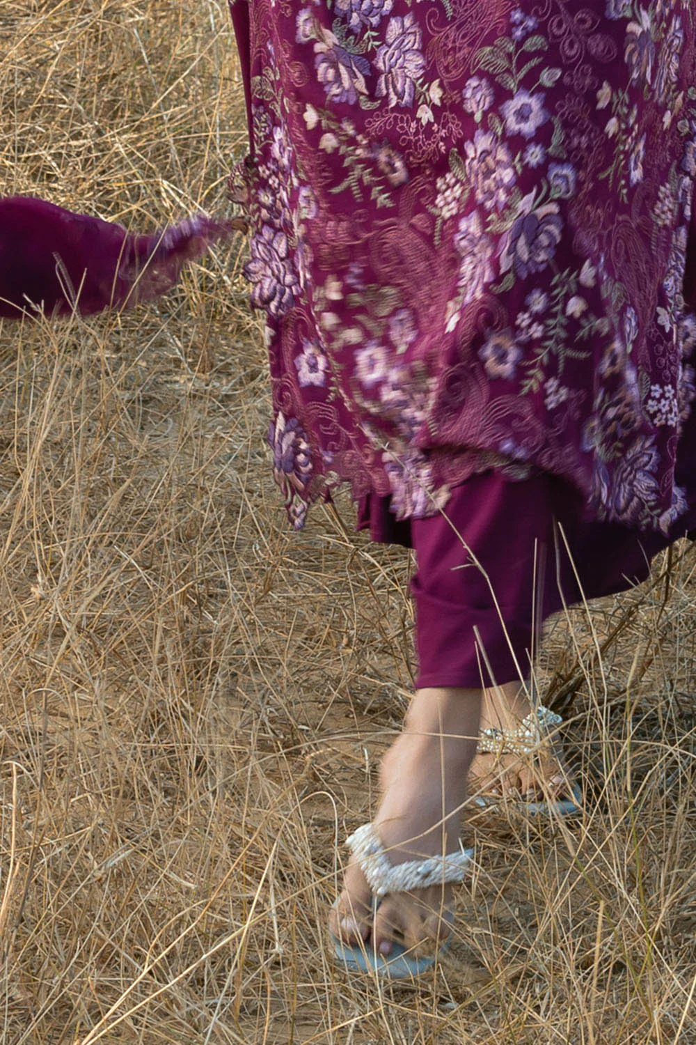 3 Piece Embroidered Swiss Voile Suit with Embroidered Chiffon Dupatta - Image 4
