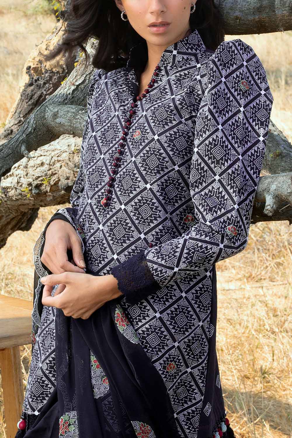 3 Piece Embroidered Swiss Voile Suit with Embroidered Chiffon Dupatta - Image 2