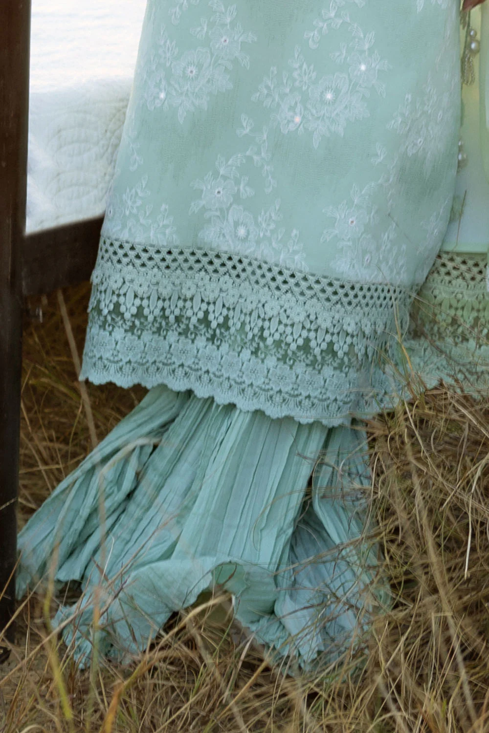3 Piece Embroidered Swiss Voile Suit with Embroidered Chiffon Dupatta - Image 5