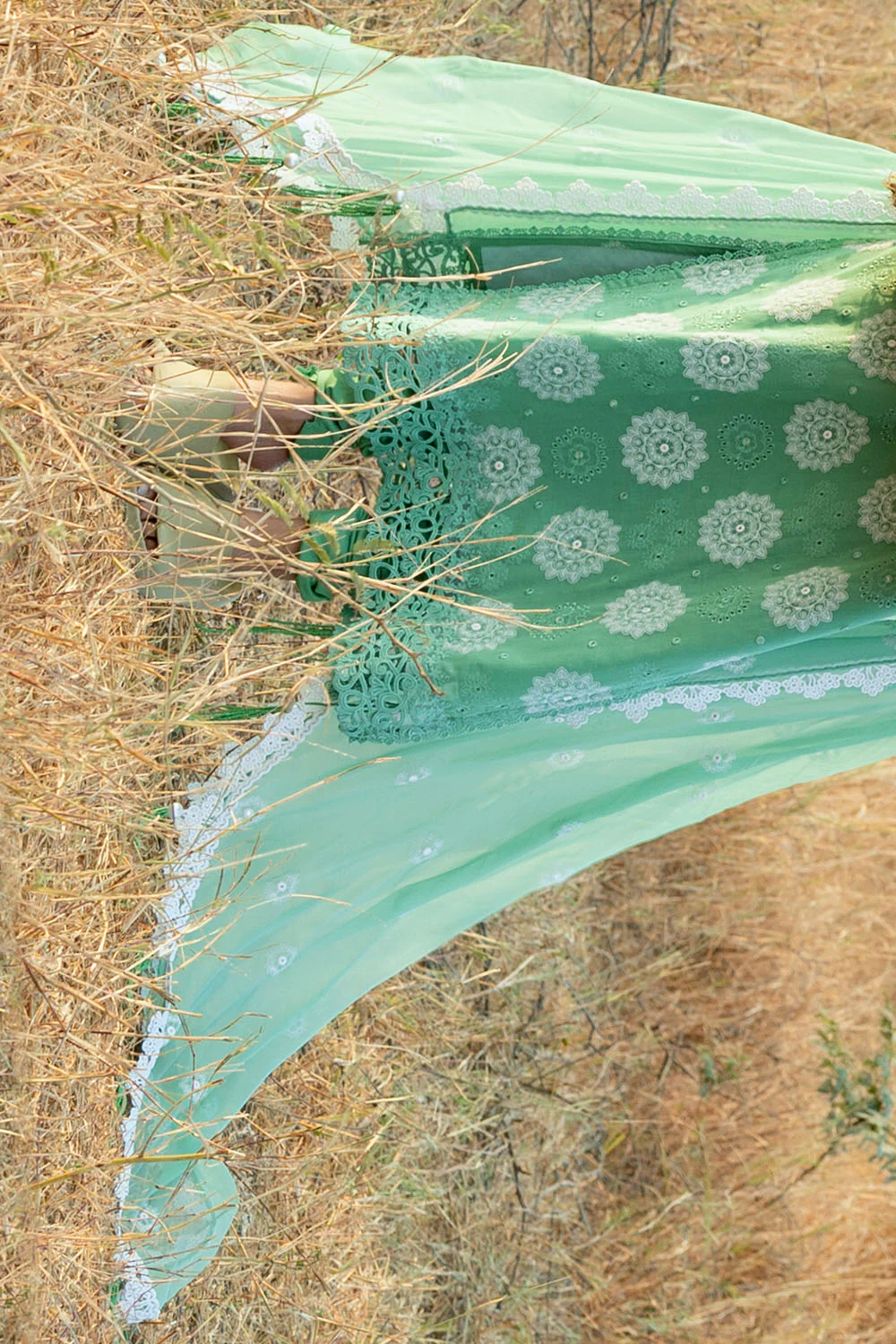 3 Piece Embroidered Swiss Voile Suit with Embroidered Chiffon Dupatta - Image 5