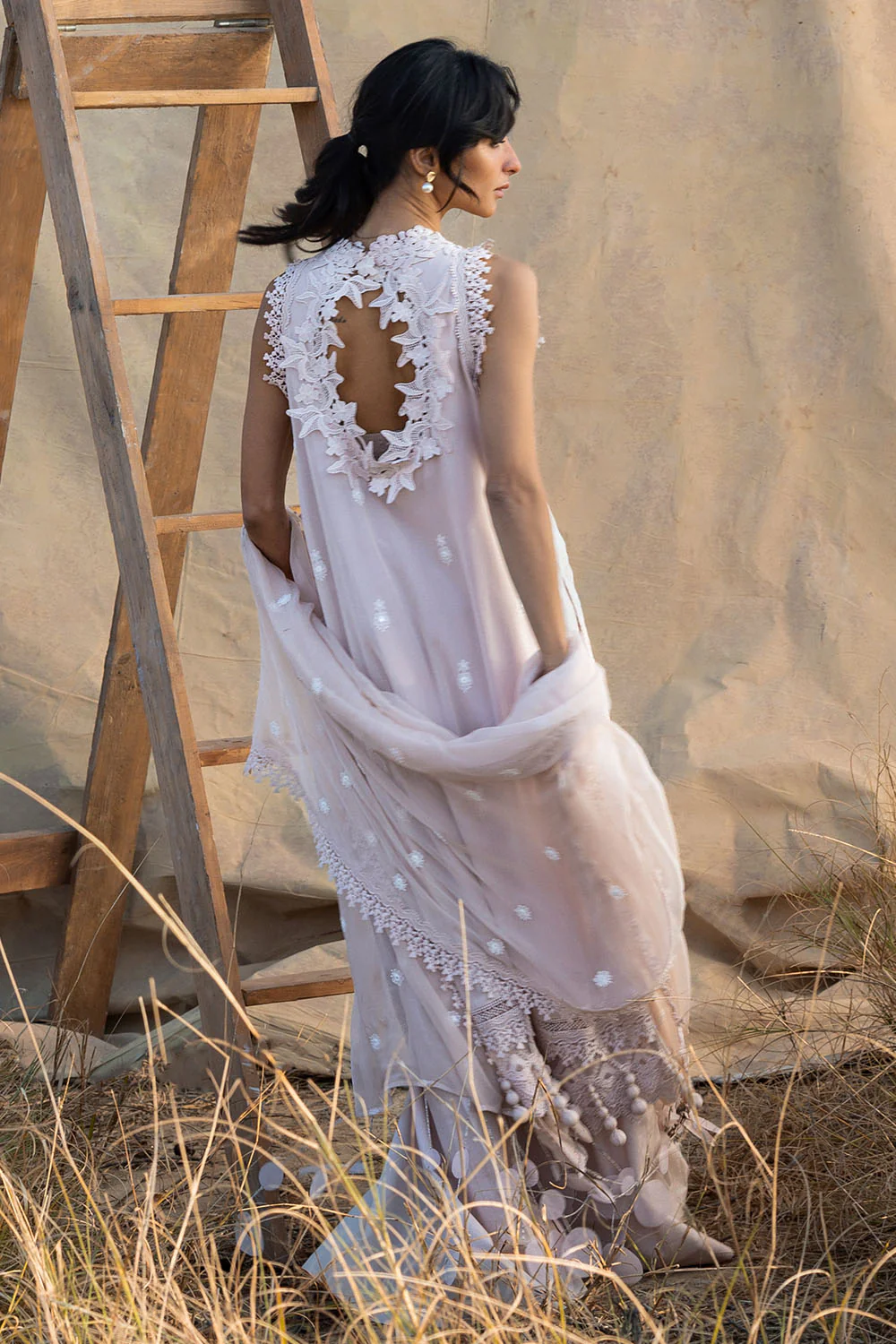 3 Piece Embroidered Swiss Voile Suit with Embroidered Chiffon Dupatta - Image 4
