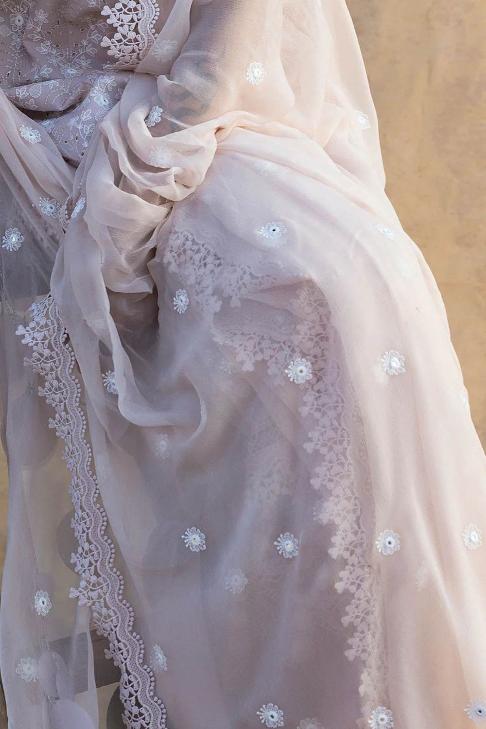3 Piece Embroidered Swiss Voile Suit with Embroidered Chiffon Dupatta - Image 6
