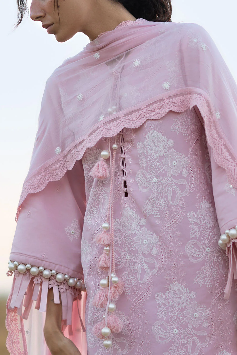 3 Piece Embroidered Swiss Voile Suit with Embroidered Chiffon Dupatta - Image 2
