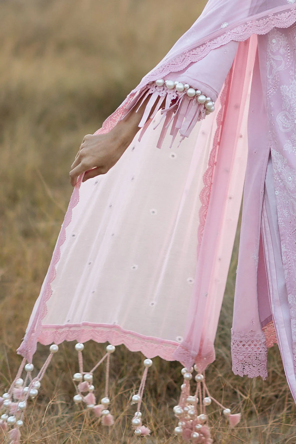 3 Piece Embroidered Swiss Voile Suit with Embroidered Chiffon Dupatta - Image 5