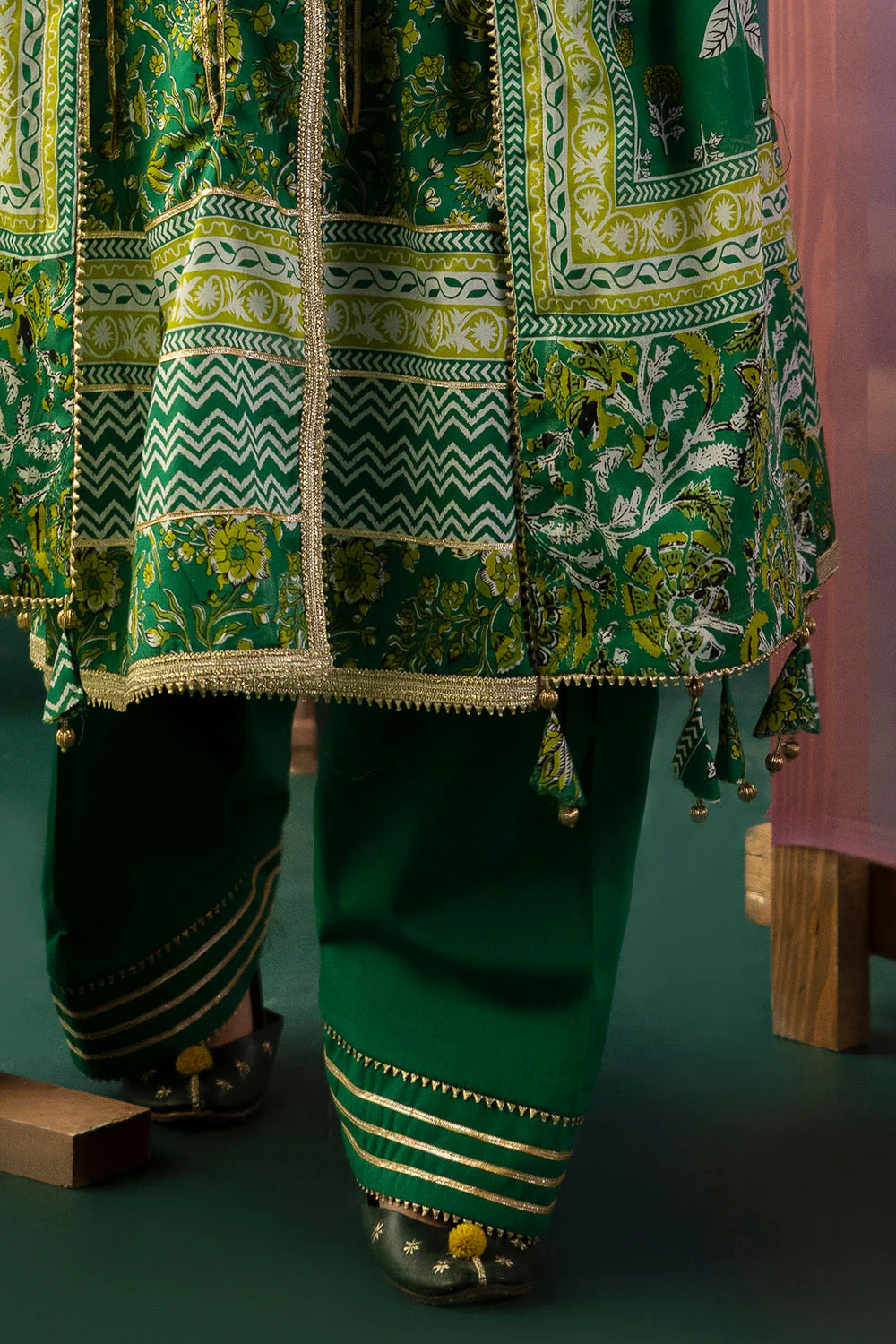 3 Piece Gota Embroidered Lawn Suit with Printed Lawn Dupatta - Image 6