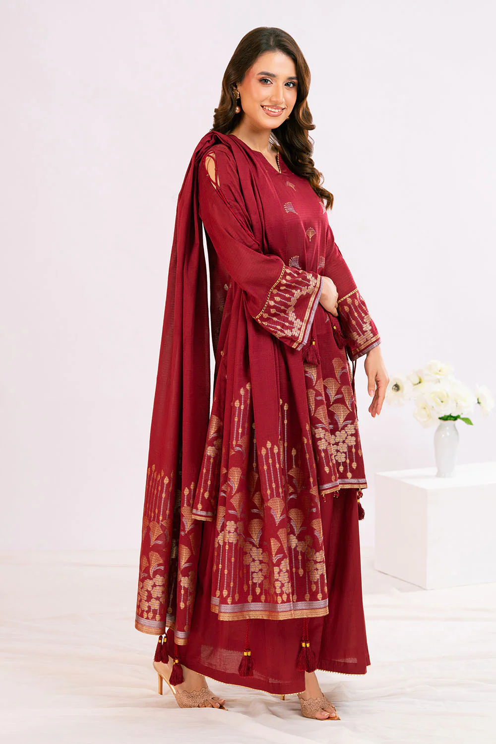 3 Piece Jacquard Suit with Dupatta - Image 3