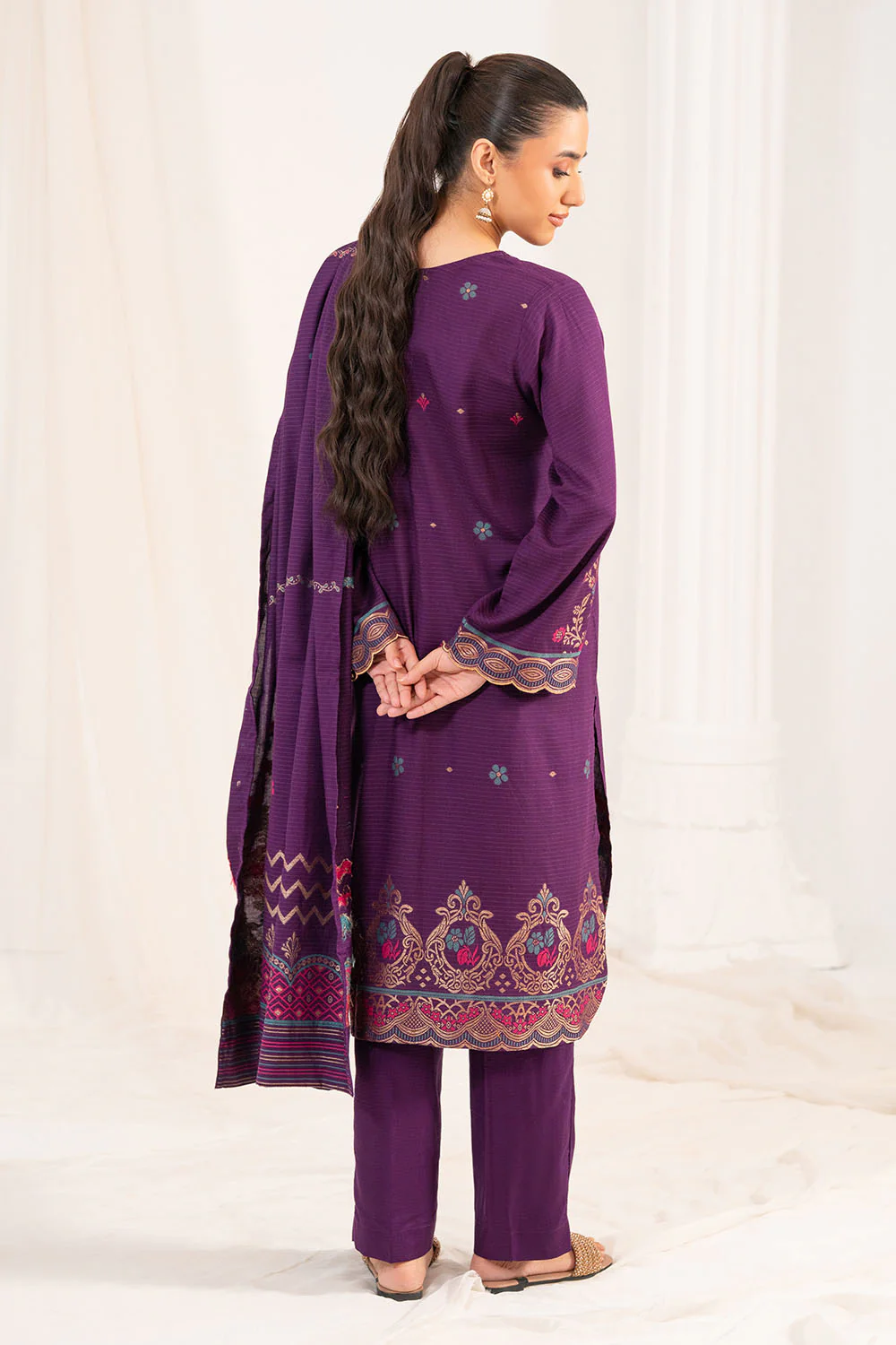 3 Piece Jacquard Suit with Dupatta - Image 4
