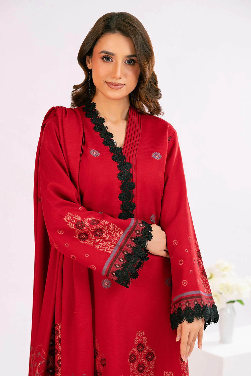 3 Piece Jacquard Suit with Dupatta - Image 6