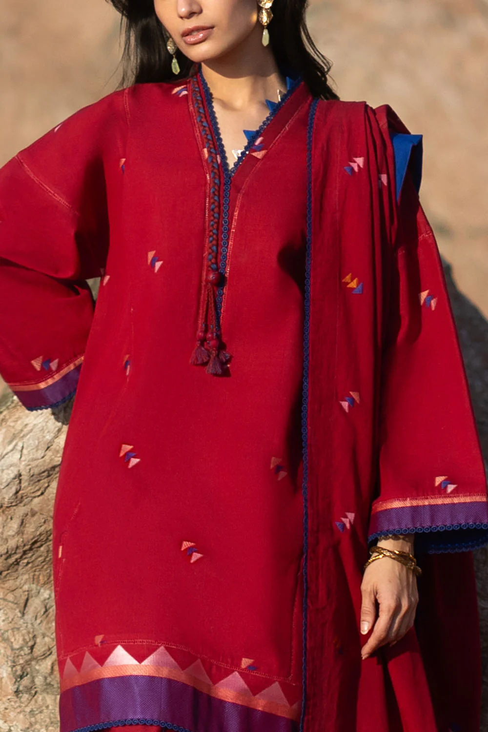 3 Piece Jacquard Suit with Jacquard Dupatta - Image 2
