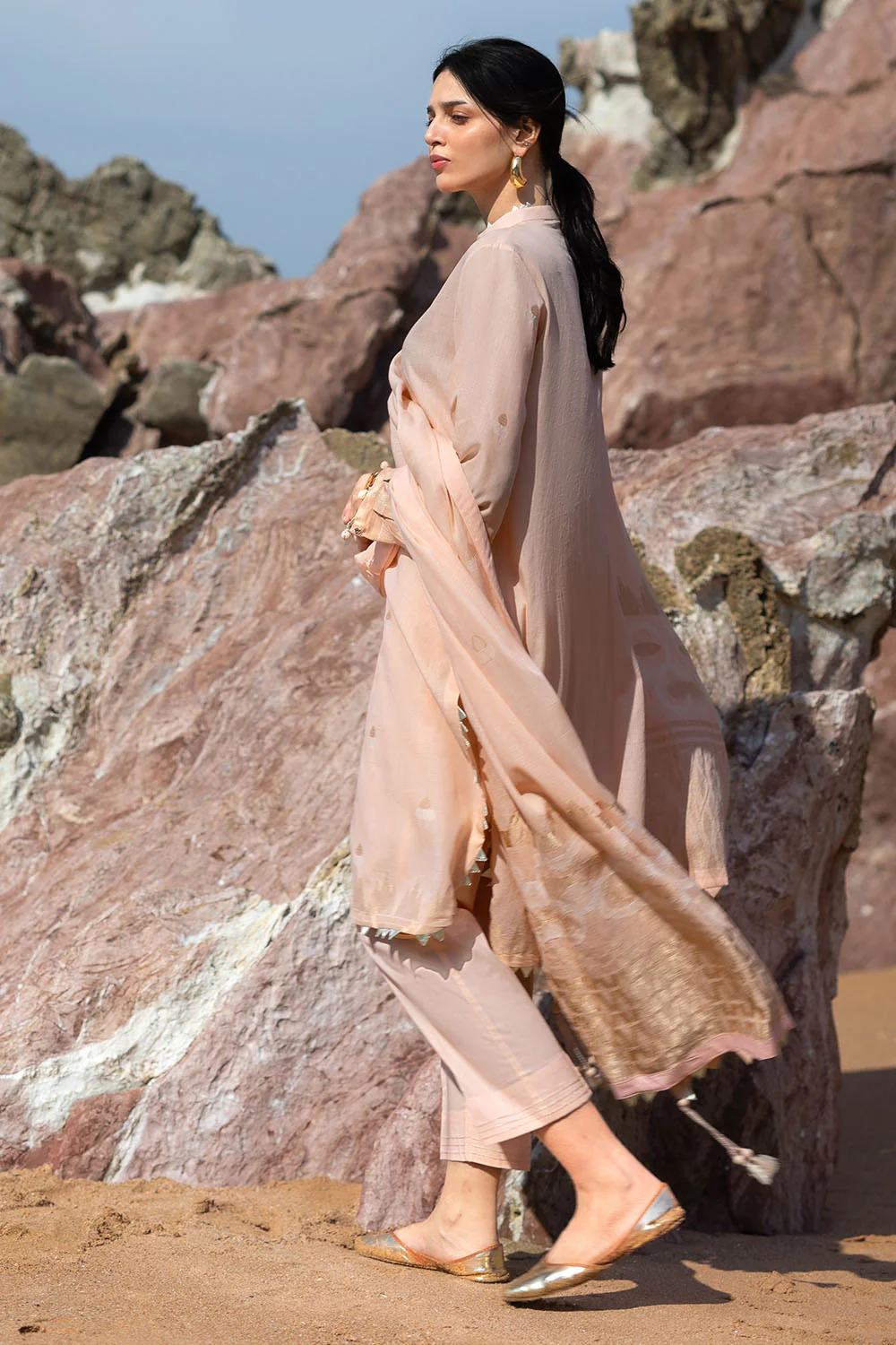 3 Piece Jacquard Suit with Jacquard Dupatta - Image 4