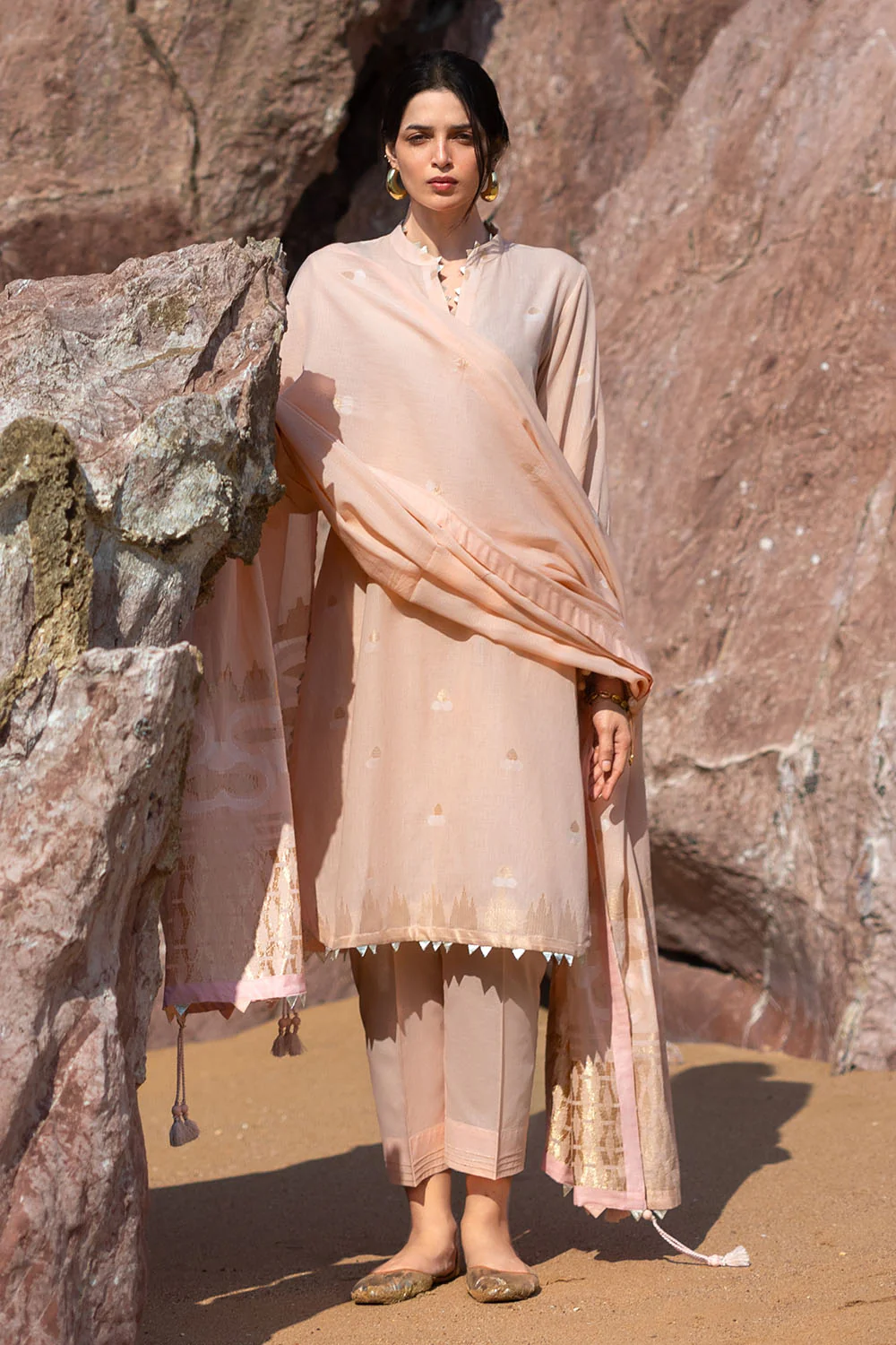 3 Piece Jacquard Suit with Jacquard Dupatta - Image 6
