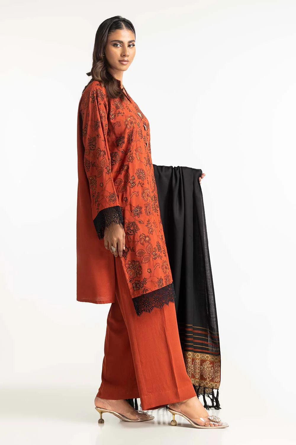 3 Piece Karandi Embroidered Suit - Image 3