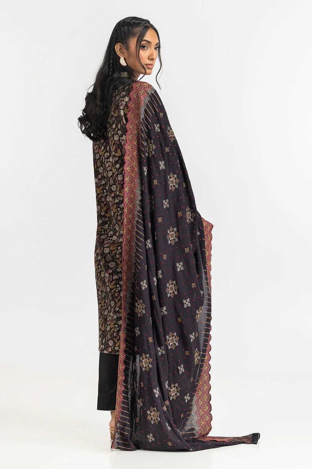 3 Piece Khaddar Printed With Embroidered Suit - Image 4