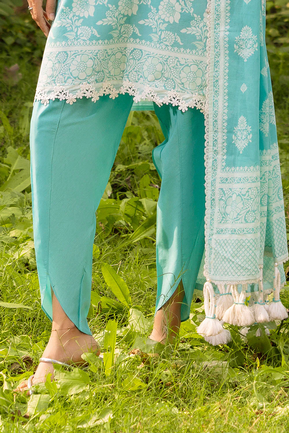 3 Piece Lacquer Printed Lawn Suit with Lace and Dupatta - Image 4