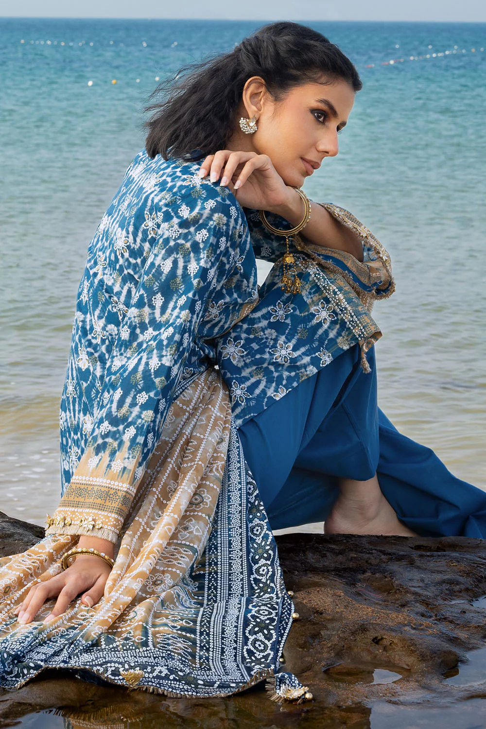 3 Piece Lacquer Printed Lawn Suit with Lacquer Printed Lawn Dupatta and Dyed Trouser - Image 4