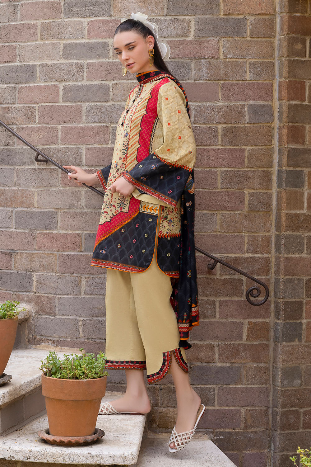 3 Piece Printed Cambric Suit with Lawn Dupatta - Image 3