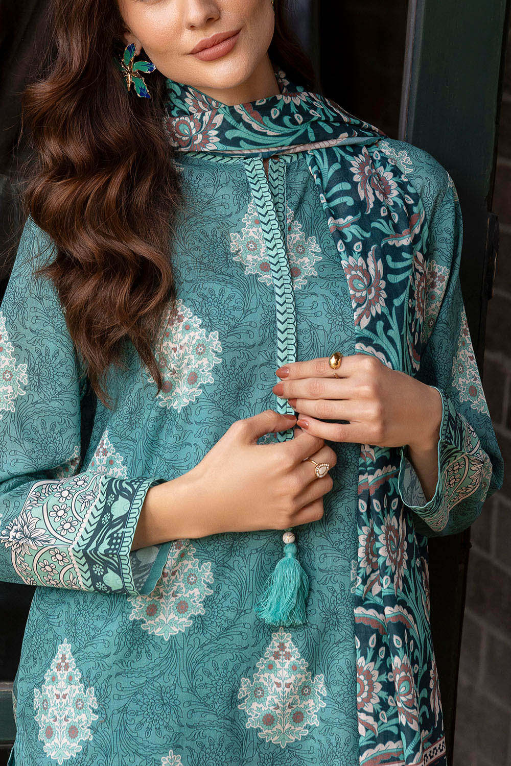 3 Piece Printed Cambric Suit with Lawn Dupatta - Image 2