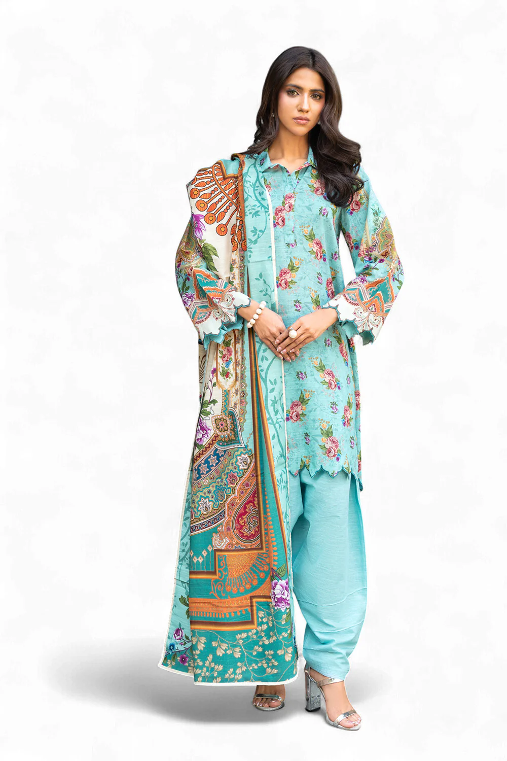 3 Piece Printed Khaddar Suit