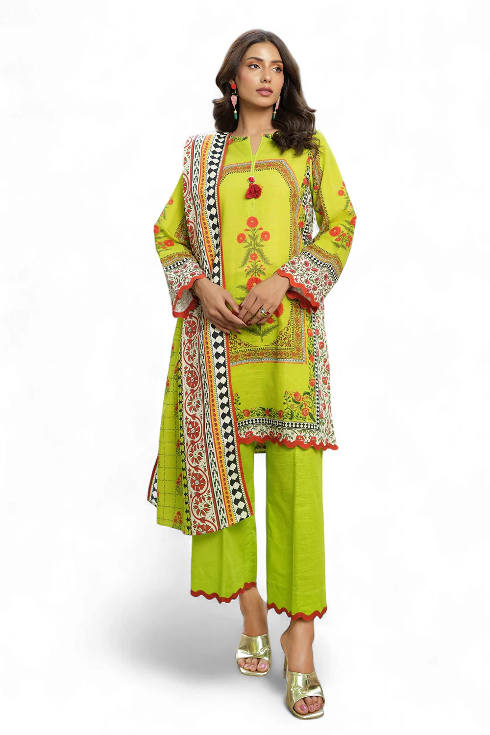 3 Piece Printed Khaddar Suit
