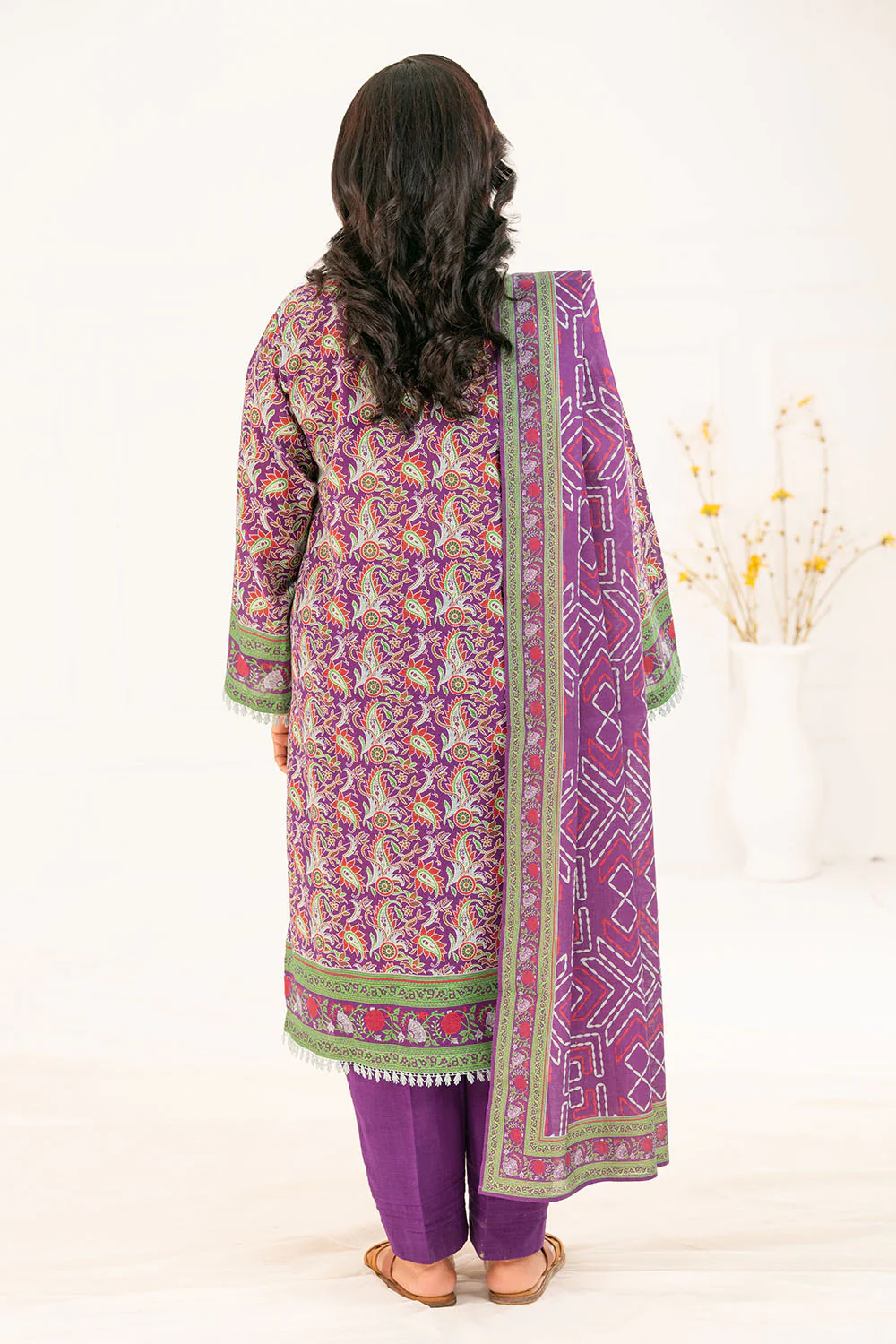 3 Piece Printed Khaddar Suit with Dupatta - Image 4