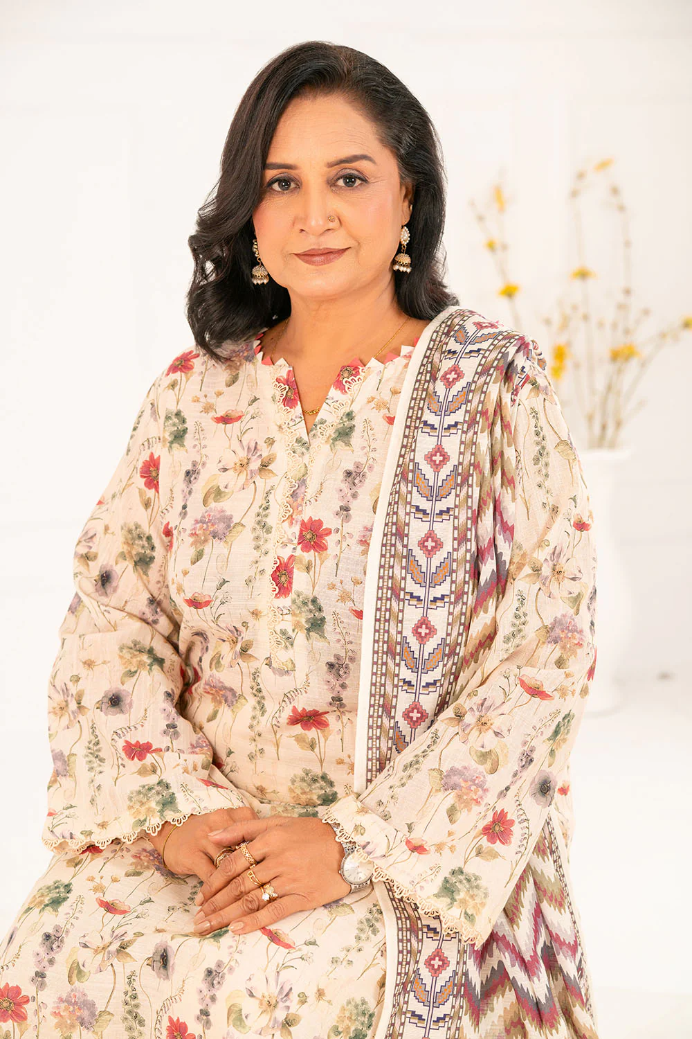 3 Piece Printed Khaddar Suit with Dupatta - Image 4