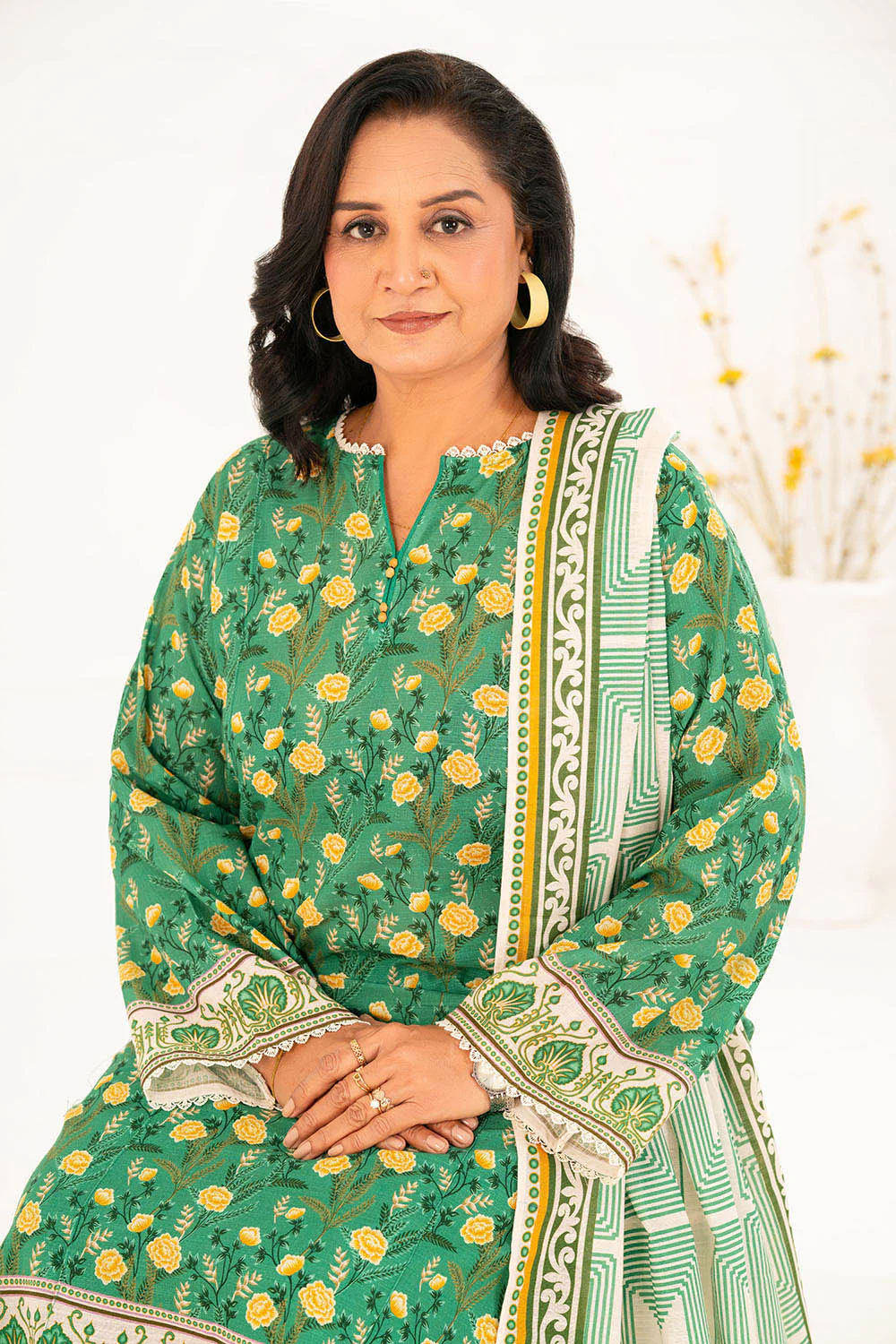 3 Piece Printed Khaddar Suit with Dupatta - Image 6