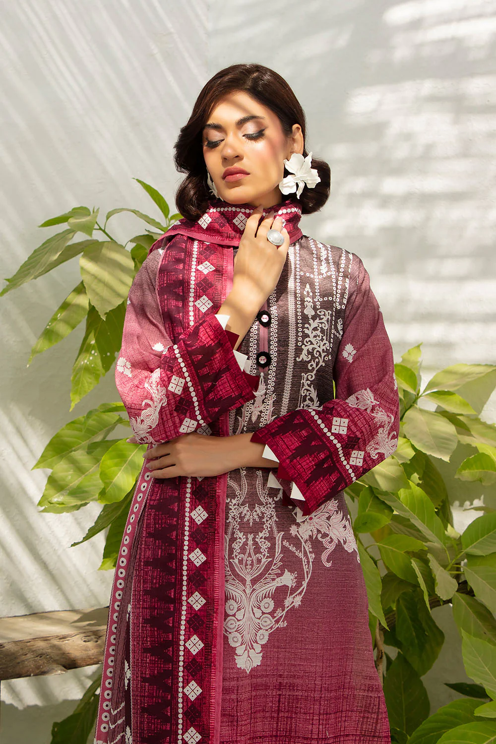 3 Piece Printed Khaddar Suit with Dupatta - Image 4