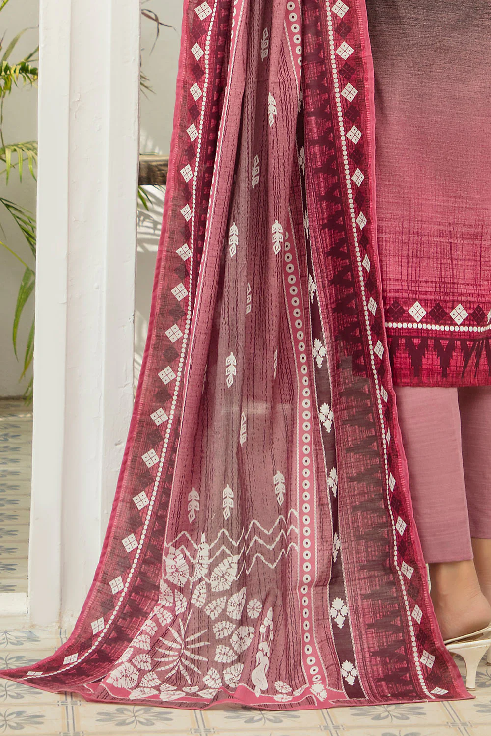 3 Piece Printed Khaddar Suit with Dupatta - Image 5