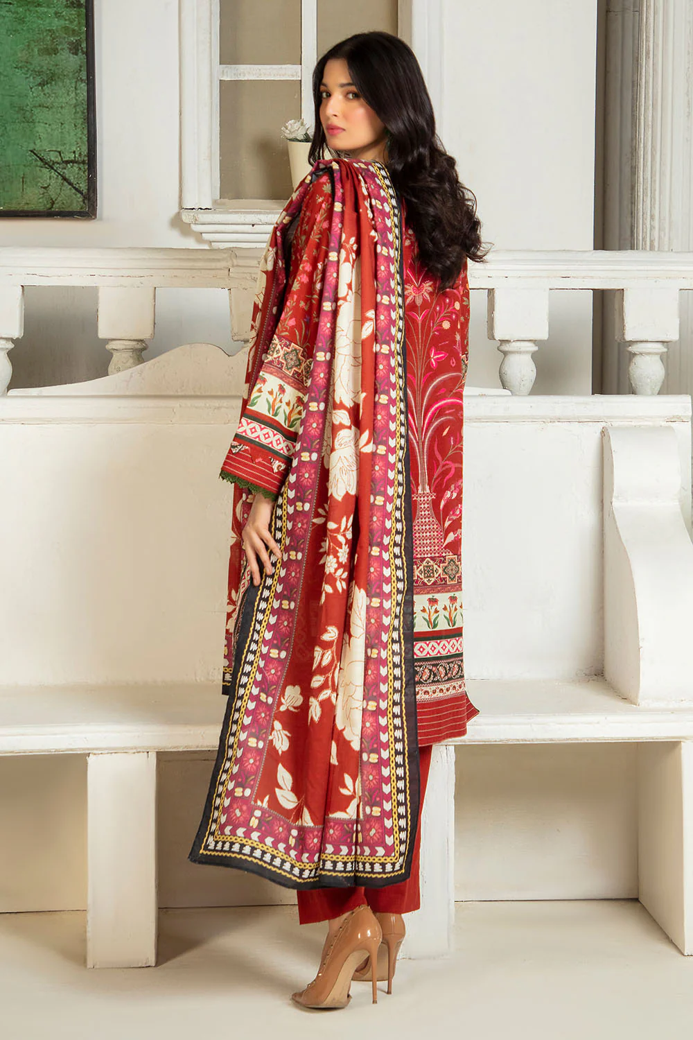 3 Piece Printed Khaddar Suit with Dupatta - Image 4