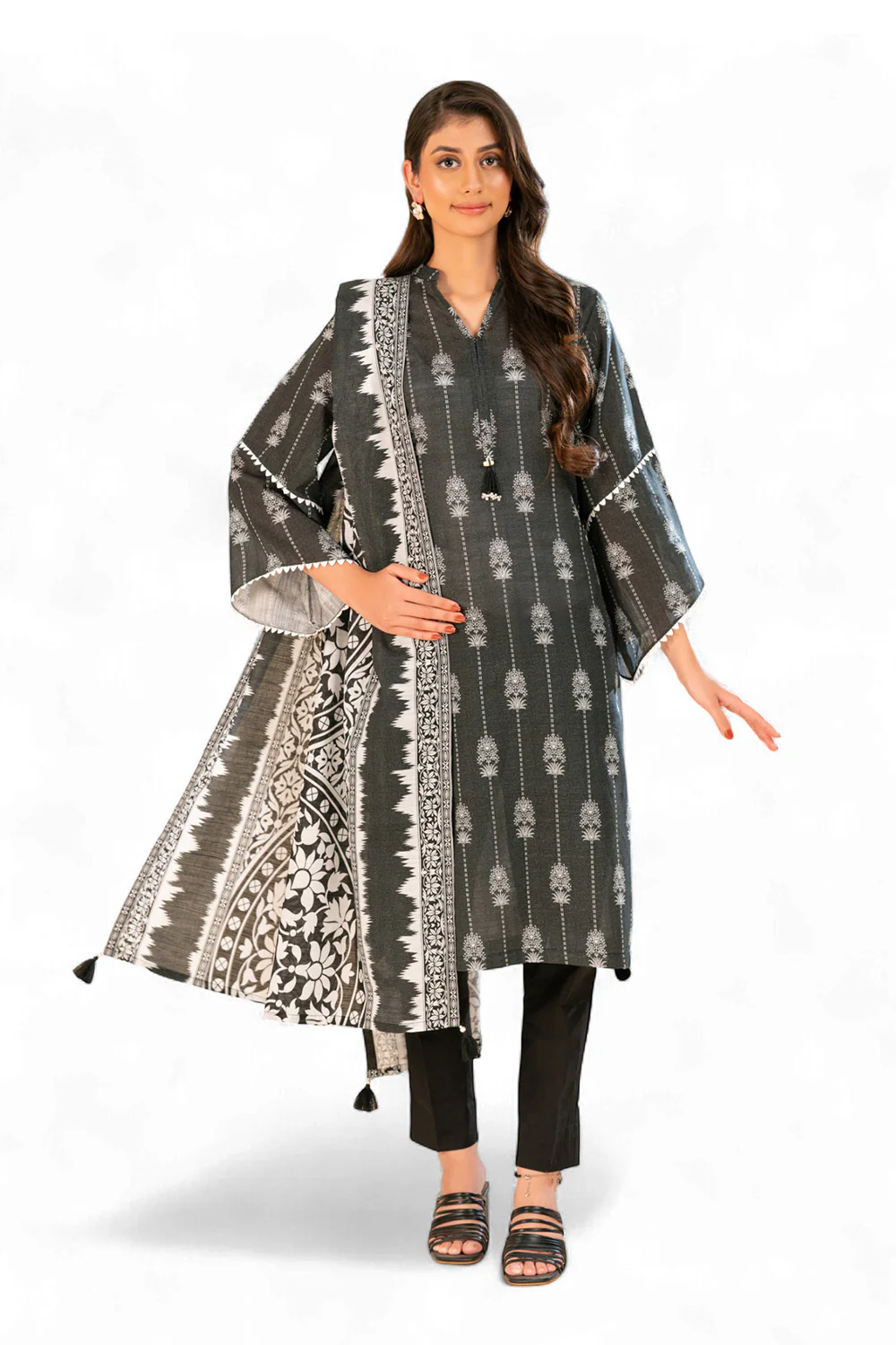3 Piece Printed Khaddar Suit with Dupatta