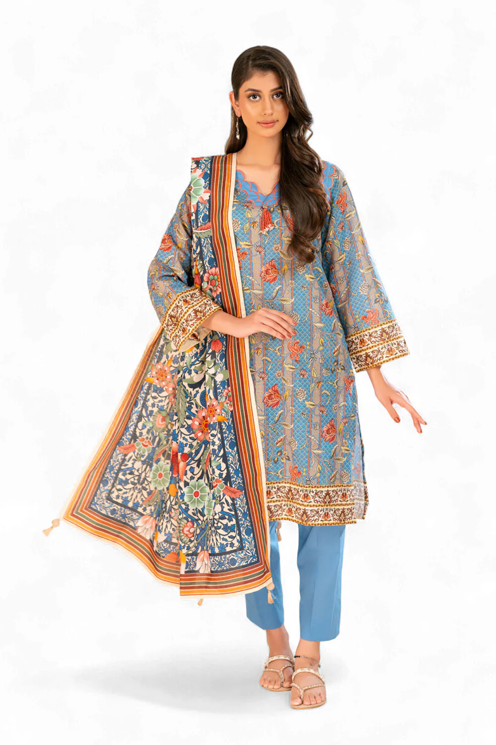 3 Piece Printed Khaddar Suit with Dupatta