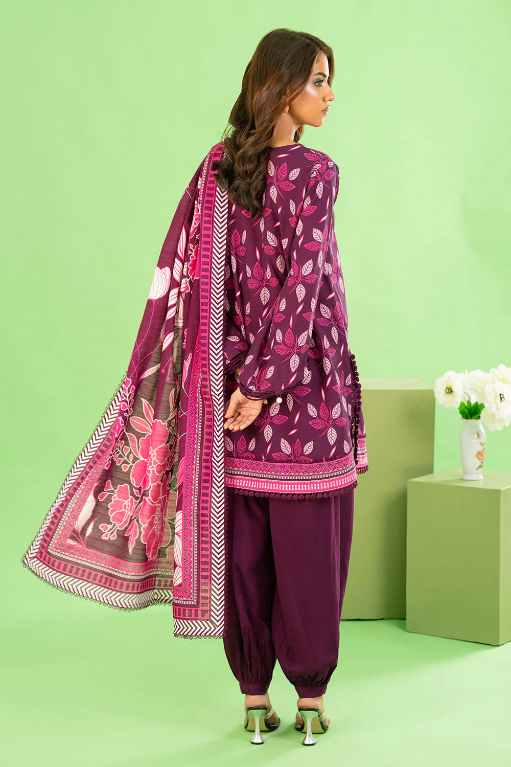 3 Piece Printed Khaddar Suit with Dupatta - Image 4