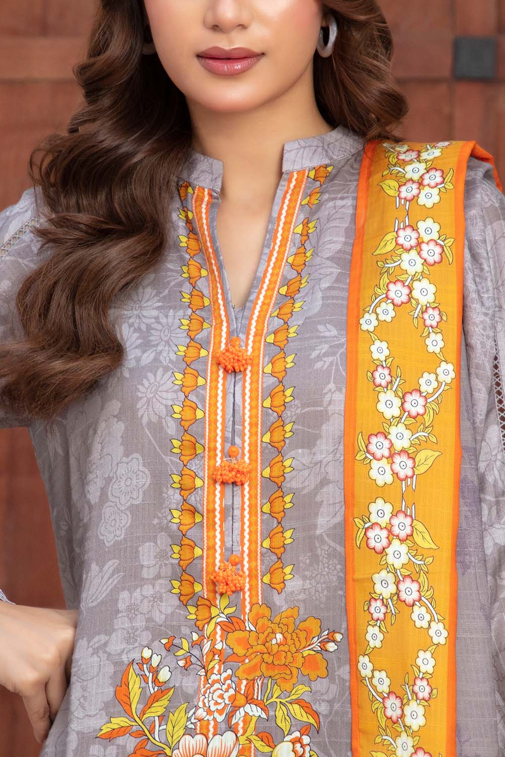 3 Piece Printed Khaddar Suit with Dupatta - Image 2