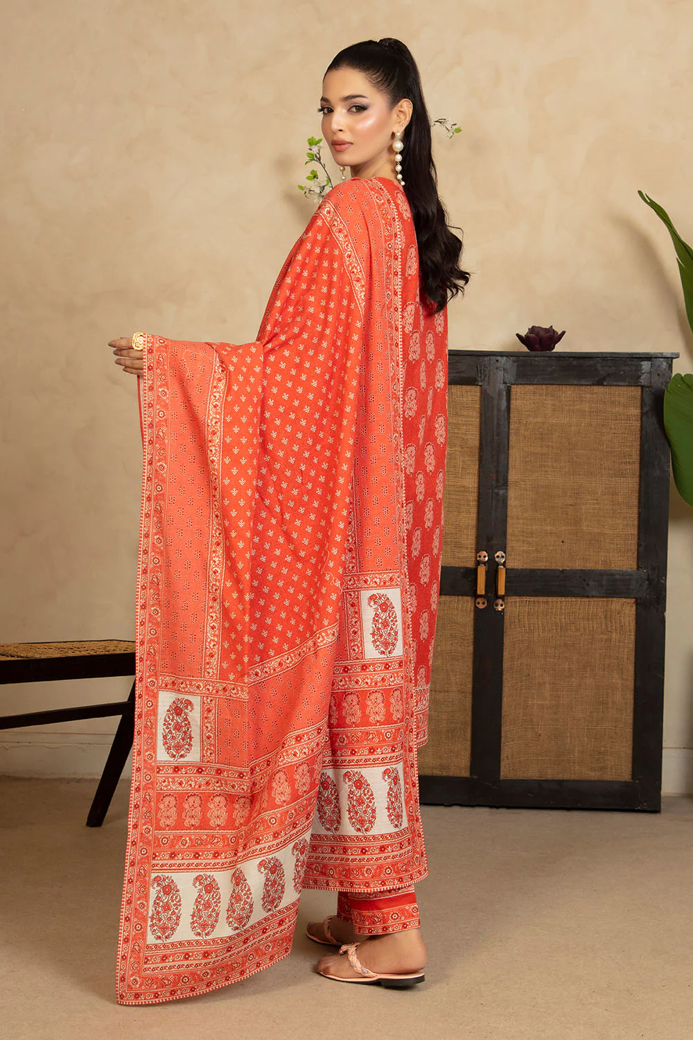 3 Piece Printed Khaddar Suit with Dupatta - Image 3