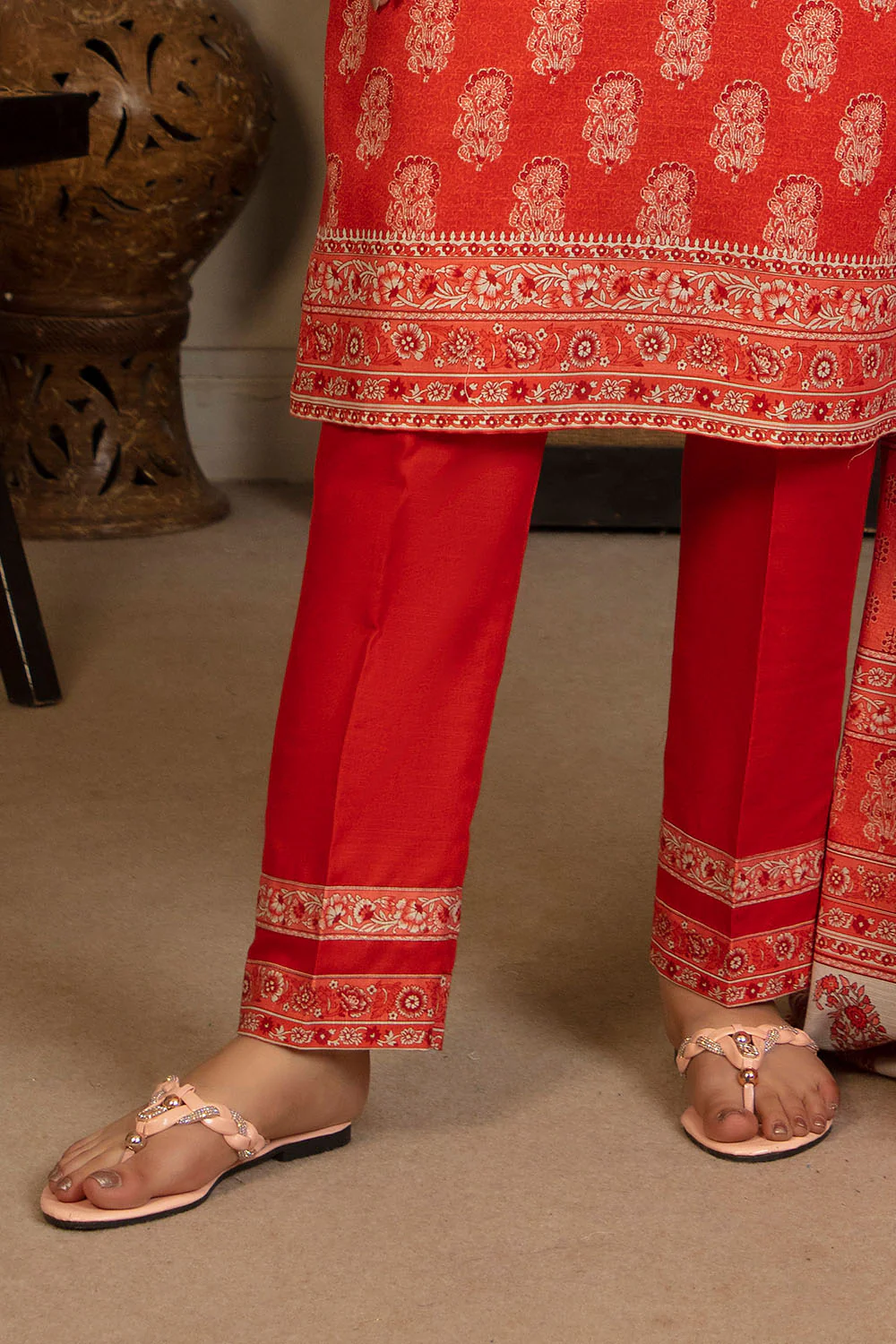3 Piece Printed Khaddar Suit with Dupatta - Image 4