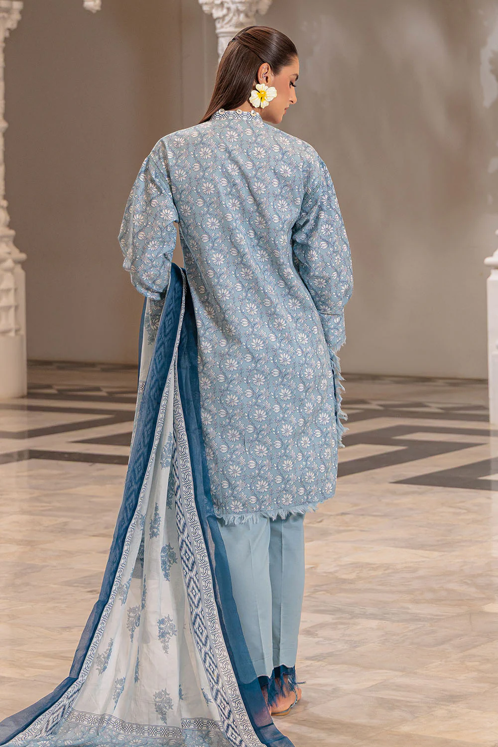 3 Piece Printed Lawn Suit and Dyed Trouser - Image 4
