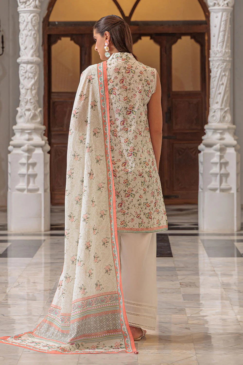 3 Piece Printed Lawn Suit and Dyed Trouser - Image 4