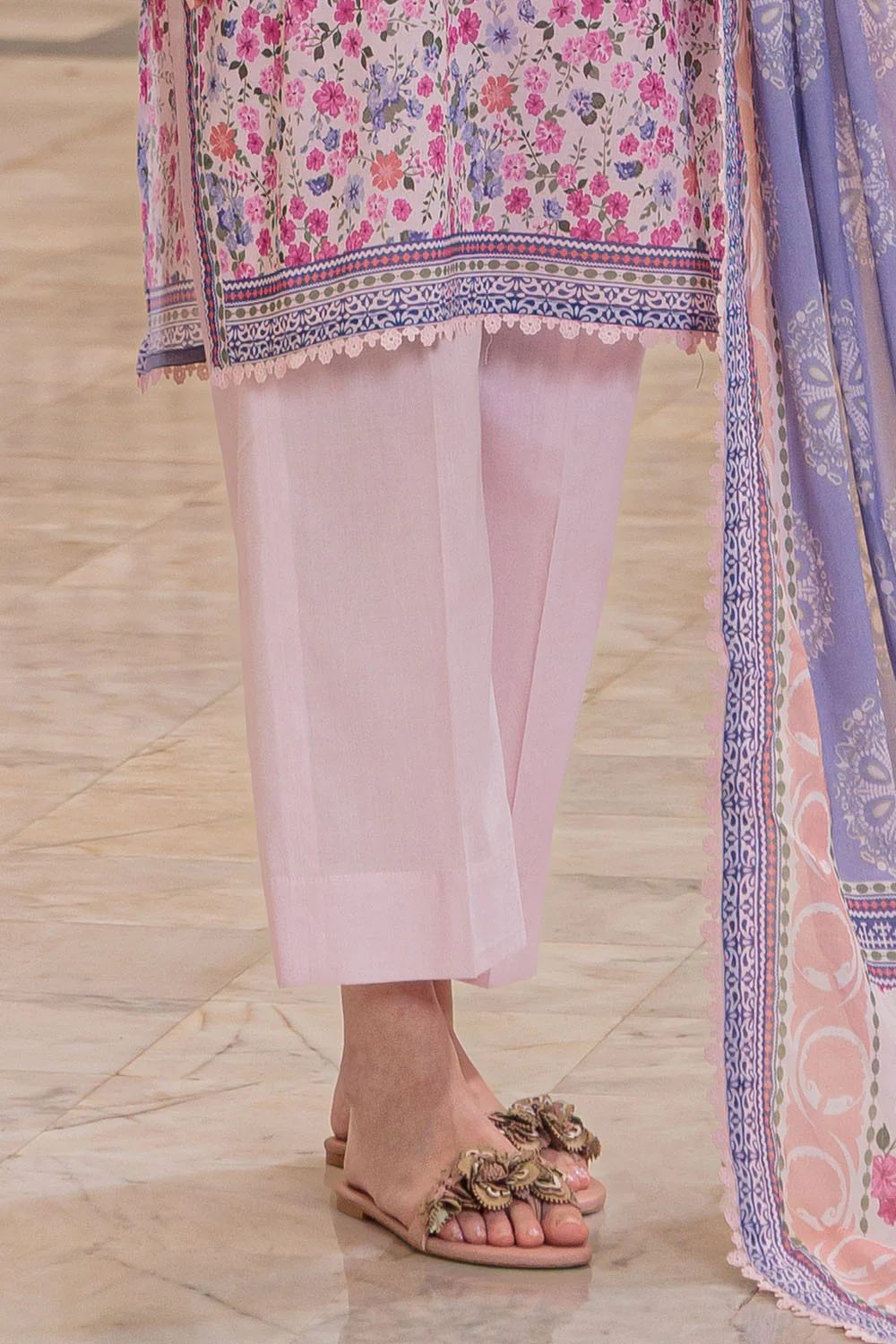 3 Piece Printed Lawn Suit and Dyed Trouser - Image 5