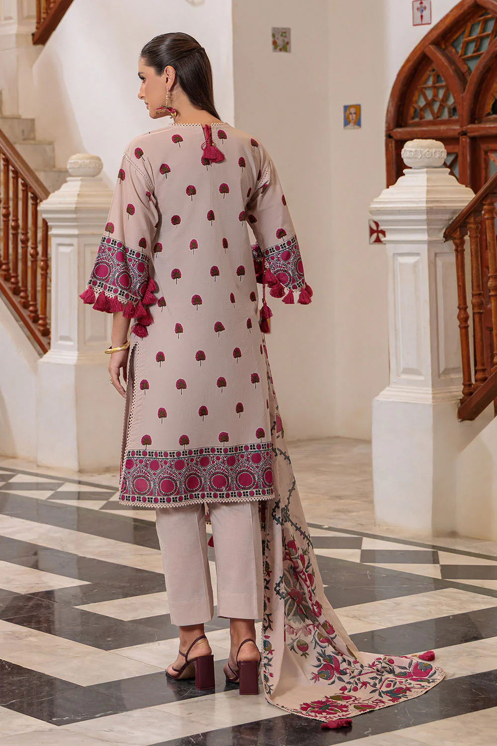3 Piece Printed Lawn Suit and Dyed Trouser - Image 4