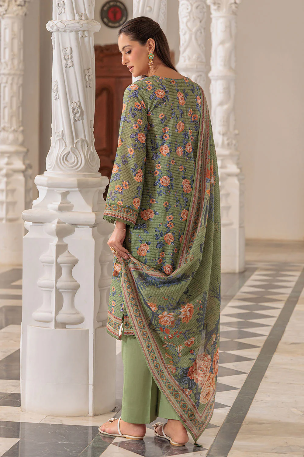 3 Piece Printed Lawn Suit and Dyed Trouser - Image 4
