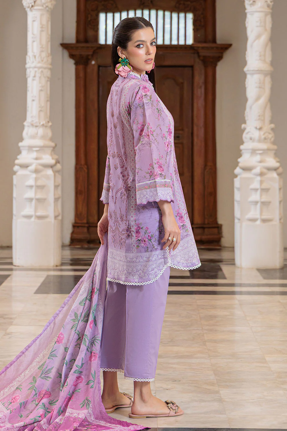 3 Piece Printed Lawn Suit and Dyed Trouser - Image 4