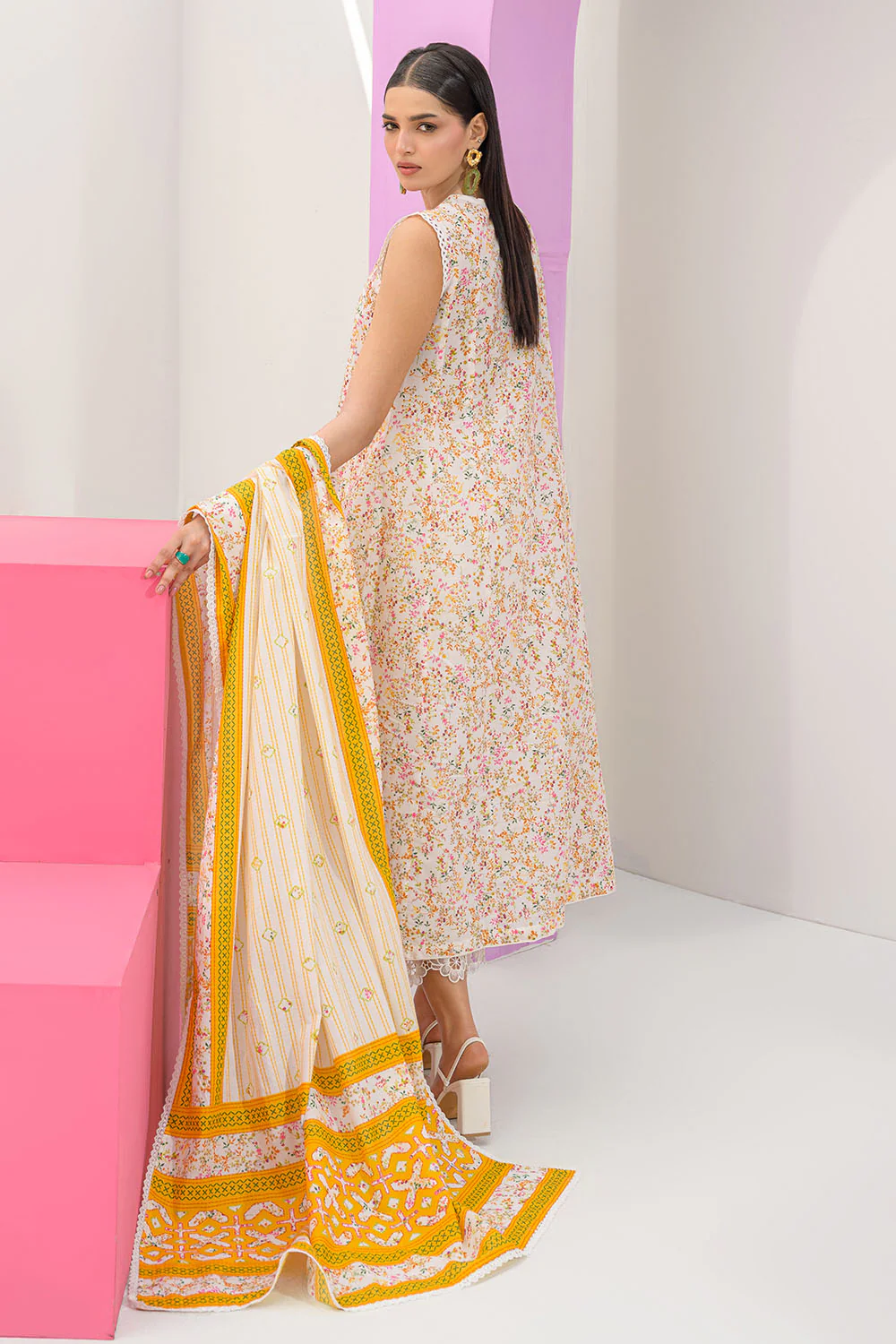 3 Piece Printed Lawn Suit and Dyed Trouser - Image 3