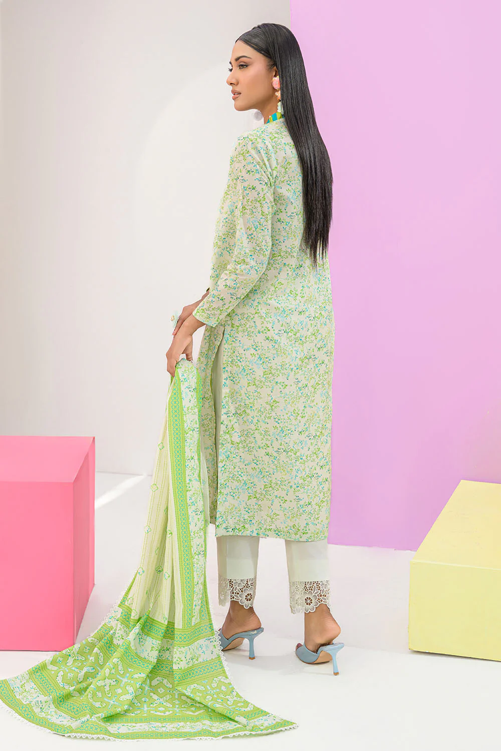 3 Piece Printed Lawn Suit and Dyed Trouser - Image 4