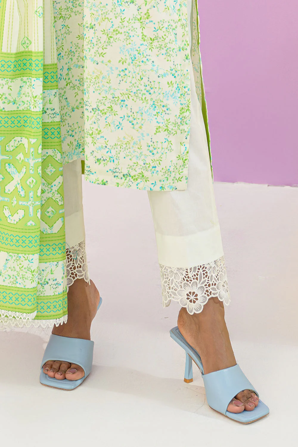 3 Piece Printed Lawn Suit and Dyed Trouser - Image 5