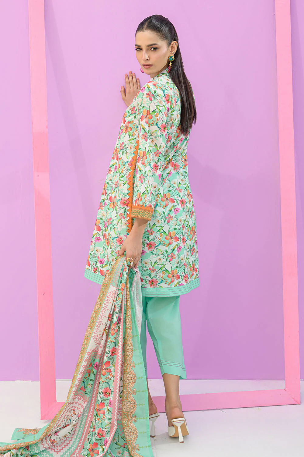 3 Piece Printed Lawn Suit and Dyed Trouser - Image 4