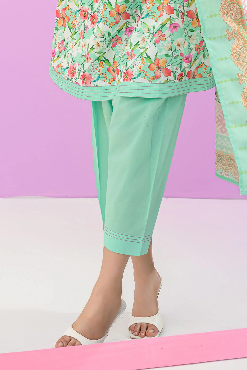 3 Piece Printed Lawn Suit and Dyed Trouser - Image 5